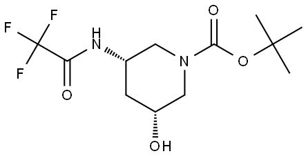 (3R,5S)-rel-3-Hydroxy-5-(2,2,2-trifluoro-acetylamino)-piperidine-1-carboxylic acid tert-butyl ester Structure