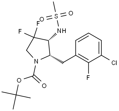 tert-butyl (2S,3R)-2-[(3-chloro-2-fluorophenyl)methyl]-4,4-difluoro-3-methanesulfonamidopyrrolidine-1-carboxylate Structure