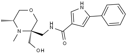 N-(((3S,5R)-3-(hydroxymethyl)-4,5-dimethylmorpholin-3-yl)methyl)-5-phenyl-1H-pyrrole-3-carboxamide Structure