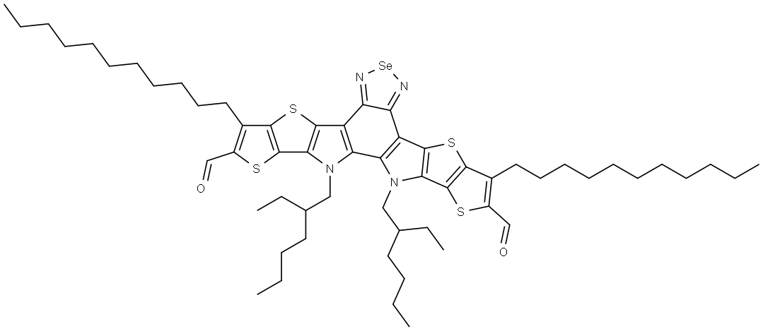 12,13-bis(2-ethylhexyl)-3,9-diundecyl-12,13-dihydro-[1,2,5]selenadiazolo[3,4-e]thieno[2'',3'':4',5']thieno[2',3':4,5]pyrrolo[3,2-g]thieno[2',3':4,5]thieno[3,2-b]indole-2,10-dicarbaldehyde Structure