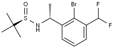 (R)-N-((R)-1-(2-Bromo-3-(difluoromethyl)phenyl)ethyl)-2-methylpropane-2-sulfinamide Structure