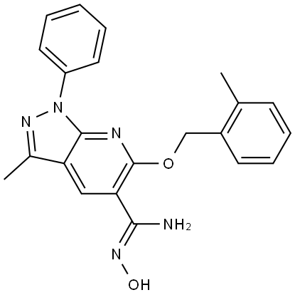 1H-Pyrazolo[3,4-b]pyridine-5-carboximidamide, N′-hydroxy-3-methyl-6-[(2-methylphenyl)methoxy]-1-phenyl-, [C(Z)]- 구조식 이미지