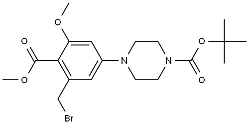 tert-butyl 4-(3-(bromomethyl)-5-methoxy-4-(methoxycarbonyl)phenyl)piperazine-1-carboxylate Structure