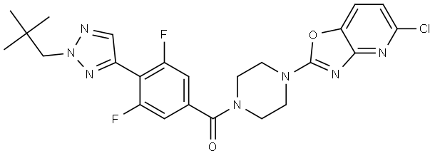 (4-(5-chlorooxazolo[4,5-b]pyridin-2-yl)piperazin-1-yl)(3,5-difluoro-4-(2-neopentyl-2H-1,2,3-triazol-4-yl)phenyl)methanone Structure