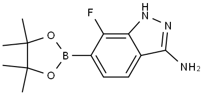 1H-Indazol-3-amine, 7-fluoro-6-(4,4,5,5-tetramethyl-1,3,2-dioxaborolan-2-yl)- Structure