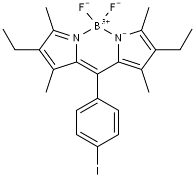 Boron, [4-?ethyl-?2-?[(4-?ethyl-?3,?5-?dimethyl-?2H-?pyrrol-?2-?ylidene-?κN)?(4-?iodophenyl)?methyl]?-?3,?5-?dimethyl-?1H-?pyrrolato-?κN]?difluoro-?, (T-?4)?- Structure