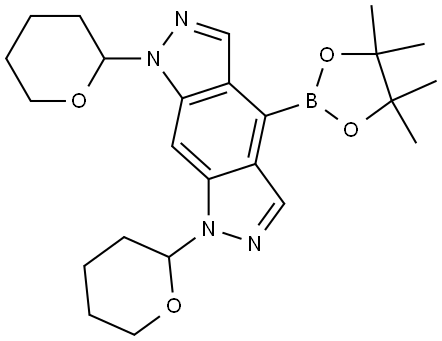 Pyrazolo[4,3-f]indazole, 1,7-dihydro-1,7-bis(tetrahydro-2H-pyran-2-yl)-4-(4,4,5,5-tetramethyl-1,3,2-dioxaborolan-2-yl)- Structure