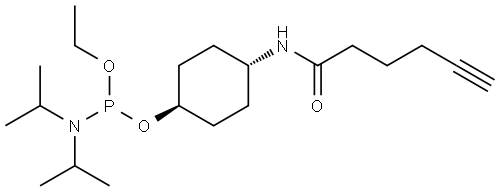 ethyl ((1r,4r)-4-(hept-6-ynamido)cyclohexyl) diisopropylphosphoramidite Structure