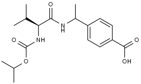 Benzoic acid, 4-[1-[[(2S)-3-methyl-2-[[(1-methylethoxy)carbonyl]amino]-1-oxobutyl]amino]ethyl]- Structure