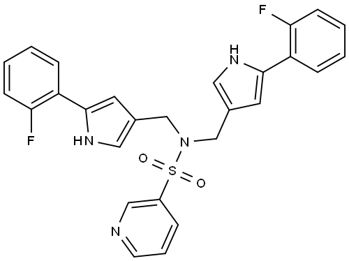 N,N-bis((5-(2-fluorophenyl)-1H-pyrrol-3-yl)methyl)pyridine-3-sulfonamide Structure