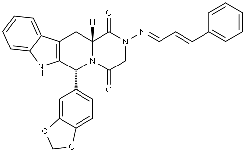 (6R,12aR)-6-(benzo[d][1,3]dioxol-5-yl)-2-(((1E,2E)-3-phenylallylyl)amino)-2,3,6,7,12,12a-hexahydropyrazino[1',2':1,6]pyrido[3,4-b]indole-1,4-dione Structure