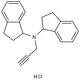 1H-Inden-1-amine, N-(2,3-dihydro-1H-inden-1-yl)-2,3-dihydro-N-2-propyn-1-yl-, hydrochloride (1:1) Structure