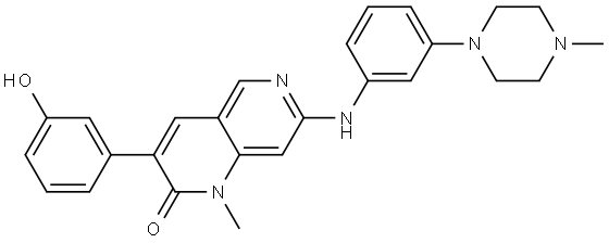 1,6-Naphthyridin-2(1H)-one, 3-(3-hydroxyphenyl)-1-methyl-7-[[3-(4-methyl-1-piperazinyl)phenyl]amino] Structure