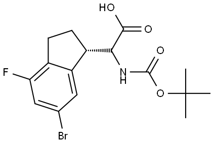 (2S)-2-(6-bromo-4-fluoro-2,3-dihydro-1H-inden-1-yl)-2-((tert-butoxycarbonyl)amino)acetic acid Structure