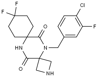 5-(4-chloro-3-fluorobenzyl)-10,10-difluoro-2,5,13-triazadispiro[3.2.57.24]tetradecane-6,14-dione Structure
