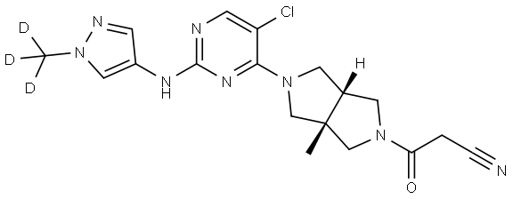 3-((3aS,6aR)-5-(5-chloro-2-((1-(methyl-d3)-1H-pyrazol-4-yl)amino)pyrimidin-4-yl)-3a-methylhexahydropyrrolo[3,4-c]pyrrol-2(1H)-yl)-3-oxopropanenitrile Structure