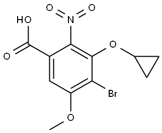 4-Bromo-3-(cyclopropyloxy)-5-methoxy-2-nitrobenzoic acid Structure
