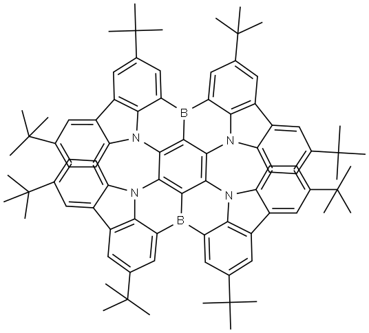 7b,7e,21b,21e-Tetraaza-14b,28b-diboradifluorantheno[1,2,3-hi:1',2',3'-st]diindeno[1,2,3-de:1',2',3'-op]pentacene, 2,5,10,13,16,19,24,27-octakis(1,1-dimethylethyl)- Structure