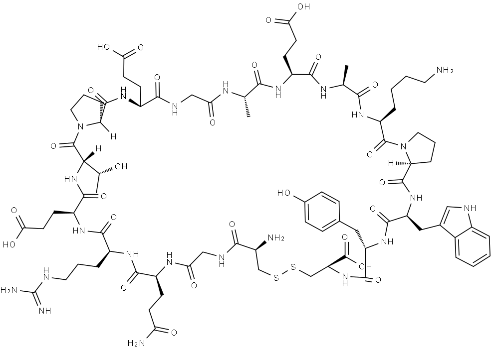 L-Cysteine, L-cysteinylglycyl-L-glutaminyl-L-arginyl-L-α-glutamyl-L-threonyl-L-prolyl-L-α-glutamylglycyl-L-alanyl-L-α-glutamyl-L-alanyl-L-lysyl-L-prolyl-L-tryptophyl-L-tyrosyl-, cyclic (1→17)-disulfide Structure