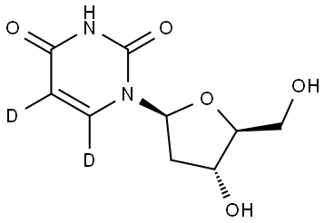 1-((2S,4R,5S)-4-hydroxy-5-(hydroxymethyl)tetrahydrofuran-2-yl)pyrimidine-2,4(1H,3H)-dione-5,6-d2 구조식 이미지