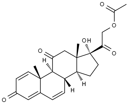 17α,21-Dihydroxypregna-1,4,6-triene-3,11,20-trione 21-acetate 구조식 이미지