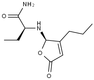 Butanamide, 2-[[(2R)-2,5-dihydro-5-oxo-3-propyl-2-furanyl]amino]-, (2S)- Structure