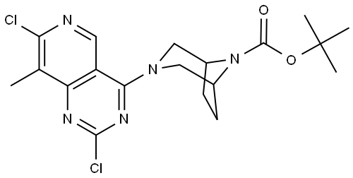 tert-butyl 3-(2,7-dichloro-8-methylpyrido[4,3-d]pyrimidin-4-yl)-3,8-diazabicyclo[3.2.1]octane-8-carboxylate Structure