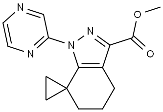 methyl 1'-(pyrazin-2-yl)-1',4',5',6'-tetrahydrospiro[cyclopropane-1,7'-indazole]-3'-carboxylate Structure