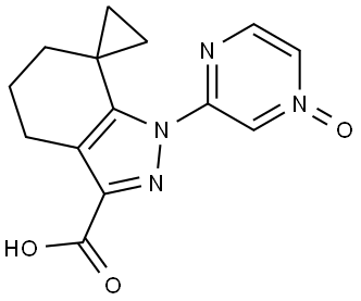 3-(3'-carboxy-5',6'-dihydrospiro[cyclopropane-1,7'-indazol]-1'(4'H)-yl)pyrazine 1-oxide Structure