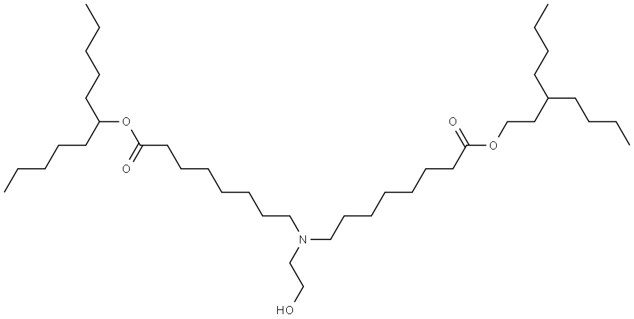 3-butylheptyl 8-((2-hydroxyethyl)(8-oxo-8-(undecan-6-yloxy)octyl)amino)octanoate Structure