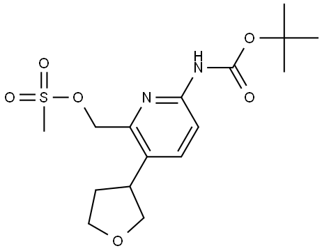 (6-((tert-butoxycarbonyl)amino)-3-(tetrahydrofuran-3-yl)pyridin-2-yl)methyl methanesulfonate Structure