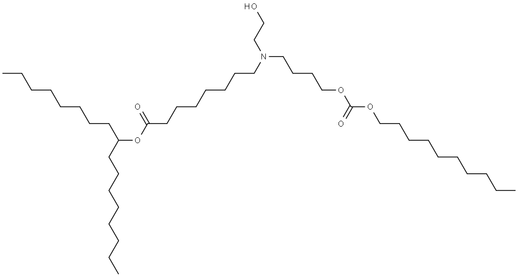 heptadecan-9-yl 8-((4-(((decyloxy)carbonyl)oxy)butyl)(2-hydroxyethyl)amino)octanoate Structure