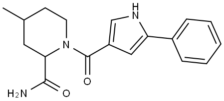 4-methyl-1-(5-phenyl-1H-pyrrole-3-carbonyl)piperidine-2-carboxamide Structure