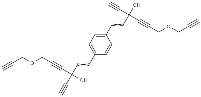 (1E,1'E)-1,1'-(1,4-phenylene)bis(3-ethynyl-6-(prop-2-yn-1-yloxy)hex-1-en-4-yn-3-ol) Structure