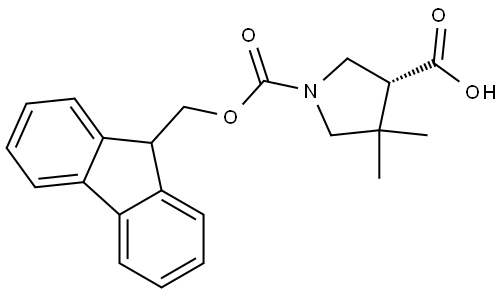 (3R)-4,4-Dimethyl-pyrrolidine-1,3-dicarboxylic acid 1-(9H-fluoren-9-ylmethyl) ester Structure