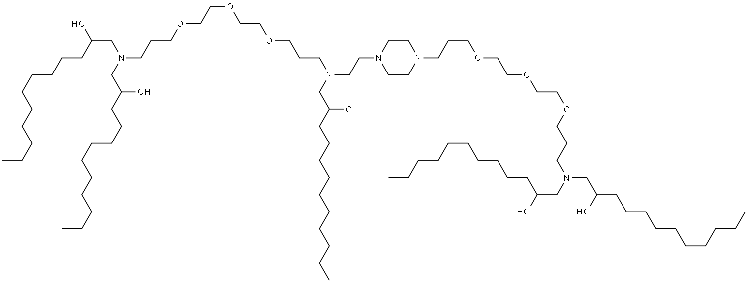 17,20,23-Trioxa-13,27-diazanonatriacontane-11,29-diol, 13-(2-hydroxydodecyl)-27-[2-[4-[16-hydroxy-14-(2-hydroxydodecyl)-4,7,10-trioxa-14-azahexacos-1-yl]-1-piperazinyl]ethyl]- Structure