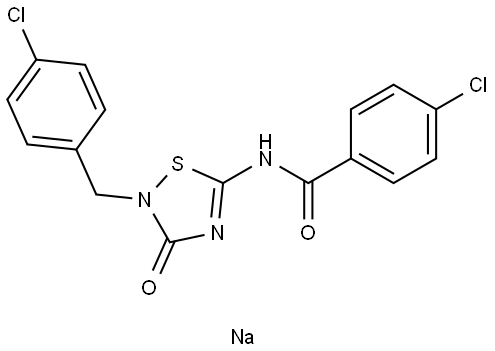 Benzamide, 4-chloro-N-[2-[(4-chlorophenyl)methyl]-2,3-dihydro-3-oxo-1,2,4-thiadiazol-5-yl]-, sodium salt (1:1) Structure