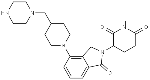 3-[1-oxo-4-[4-(piperazin-1-ylmethyl)piperidin-1-yl]-3H-isoindol- 2-yl]piperidine-2,6-dione Structure