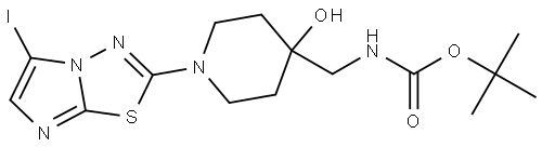 tert-butyl ((4-hydroxy-1-(5-iodoimidazo[2,1-b][1,3,4]thiadiazol-2-yl)piperidin-4-yl)methyl)carbamate Structure