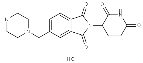 2-(2,6-dioxo-piperidine-3-yl)-5-(piperazin-1-ylmethyl)isoindoline-1,3-dione hydrochloride Structure