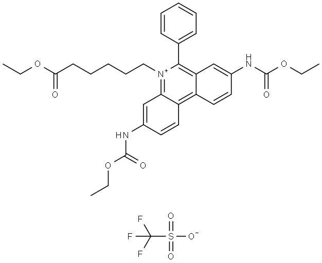 5-(6-ethoxy-6-oxohexyl)-3,8-bis((ethoxycarbonyl)amino)-6-phenylphenanthridin-5-ium Structure