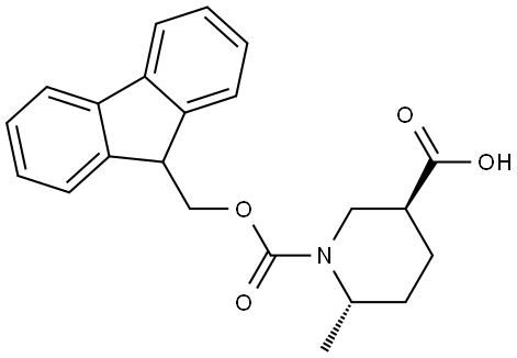 (3S, 6S)-6-Methyl-piperidine-1,3-dicarboxylic acid 1-(9H-fluoren-9-ylmethyl) ester Structure