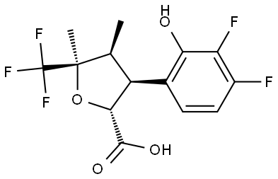 rac-(2R,3S,4S,5R)-3-(3,4-difluoro-2-hydroxyphenyl)-4,5-dimethyl-5-(trifluoromethyl)tetrahydrofuran-2-carboxylic acid 구조식 이미지