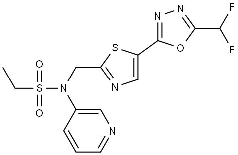 Ethanesulfonamide, N-[[5-[5-(difluoromethyl)-1,3,4-oxadiazol-2-yl]-2-thiazolyl]methyl]-N-3-pyridinyl- Structure