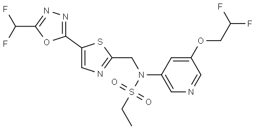 N-[5-(2,2-Difluoroethoxy)-3-pyridyl]-N-[[5-[5-(difluoromethyl)-1,3,4-oxadiazol-2-yl]-2-thiazolyl]methyl]ethanesulfonamide Structure