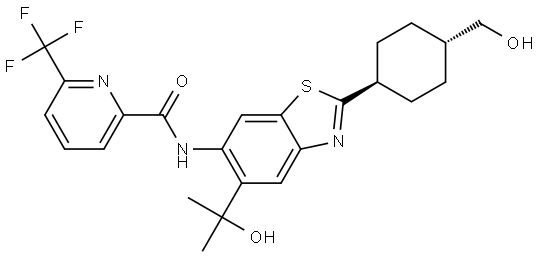 N-(2-(trans-4-(Hydroxymethyl)cyclohexyl)-5-(2-hydroxypropan-2-yl)benzo[d]thiazol-6-yl)-6-(trifluoromethyl)picolinamide Structure