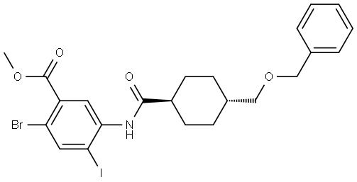 Methyl 5-(trans-4-((Benzyloxy)methyl)cyclohexane-1-carboxamido)-2-bromo-4-iodobenzoate Structure