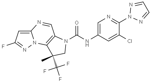 (S)-N-(5-chloro-6-(2H-1,2,3-triazol-2-yl)pyridin-3-yl)-2-fluoro-8-methyl-8-(trifluoromethyl)-7,8-dihydro-6H-pyrazolo[1,5-a]pyrrolo[2,3-e]pyrimidine-6-carboxamide Structure