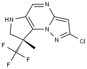 6H-Pyrazolo[1,5-a]pyrrolo[2,3-e]pyrimidine, 2-chloro-7,8-dihydro-8-methyl-8-(trifluoromethyl)-, (8R)- Structure