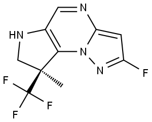 6H-Pyrazolo[1,5-a]pyrrolo[2,3-e]pyrimidine, 2-fluoro-7,8-dihydro-8-methyl-8-(trifluoromethyl)-, (8S) Structure